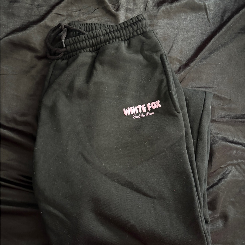 Black White Fox wide leg sweatpants